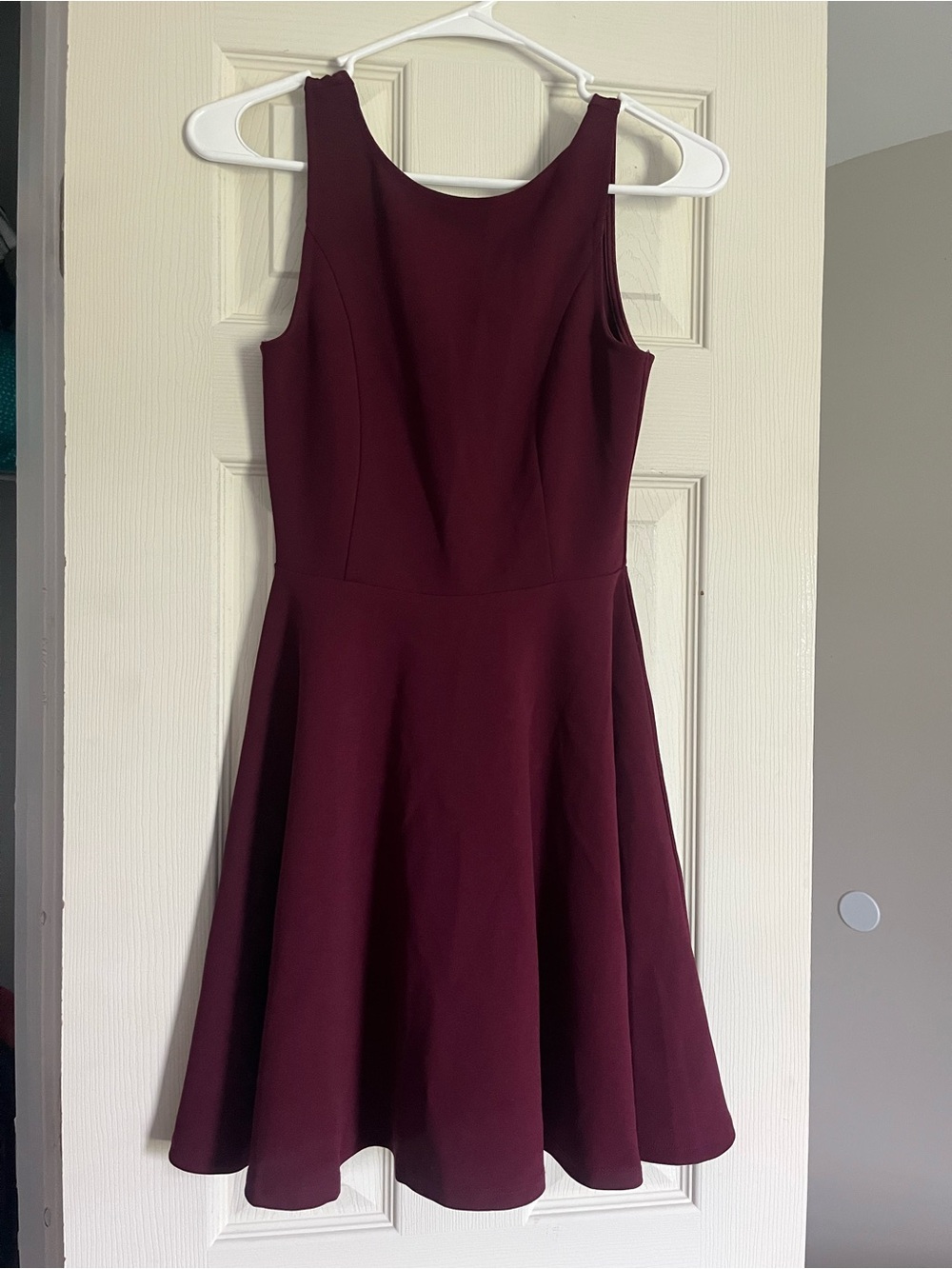 Lulus Home Before Daylight Burgundy Backless Skater Dress XS